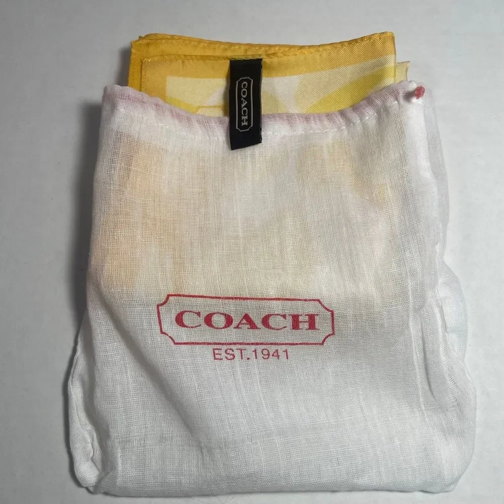 NWOT Coach 100% silk scarf beautiful bright yellow PRICE FIRM NO DISCOUNTS